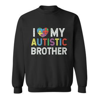 I Love My Autistic Brother Autism Awareness Heart Puzzle Graphic Design Printed Casual Daily Basic Sweatshirt - Thegiftio UK