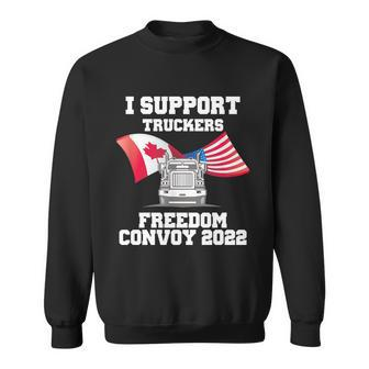I Support Truckers Freedom Convoy 2022 Usa Canada Flags Sweatshirt - Monsterry CA