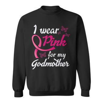 I Wear Pink For My Godmother For Breast Cancer Cute Men Women Sweatshirt Graphic Print Unisex - Thegiftio