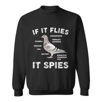 If It Flies It Spies Pigeon Anatomy Bird Arent Real Sweatshirt - Monsterry