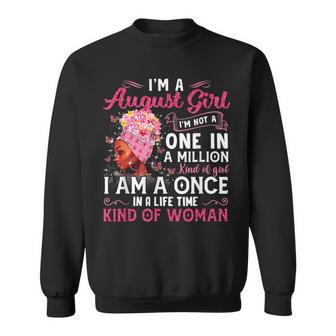 Im A August Girl Afro Black Women Queen Leo Virgo Birthday Sweatshirt - Thegiftio UK