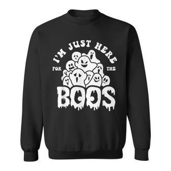 Im Just Here For The Boos Ghost Boo Crew Spooky Halloween Sweatshirt - Seseable