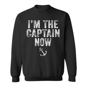Im The Captain Now Funny Cargo Boat Ship Vintage Distressed Sweatshirt - Thegiftio UK