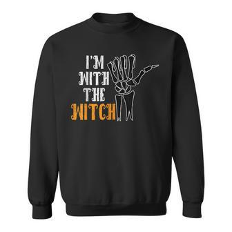Im With The Witch Funny Couples Husband Halloween Costume Sweatshirt - Seseable