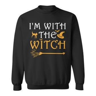 Im With The Witch Funny Halloween Costume Couples Sweatshirt - Seseable