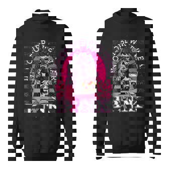 In October We Wear Pink Skull Womens Breast Cancer Awareness Men Women Sweatshirt Graphic Print Unisex - Thegiftio