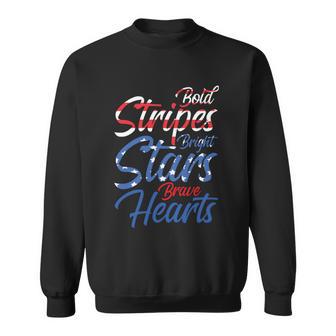 Independence Day Usa Bold Stripes Bright Stars Brave Hearts Sweatshirt - Monsterry CA