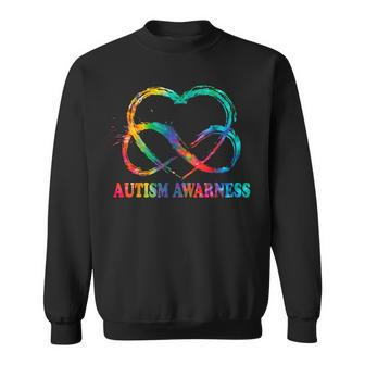 Infinity Heart Love Autism Awareness Needs No Words Tie Dye V2 Men Women Sweatshirt Graphic Print Unisex - Thegiftio UK