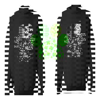 Irish Cute Dog Paw Clovers St Patricks Day Lucky Shamrock Men Women Sweatshirt Graphic Print Unisex - Thegiftio