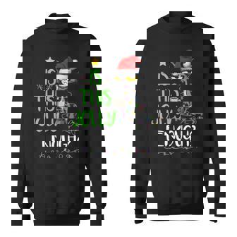 Is This Jolly Enough Black Cat Merry Christmas Tree Lights Sweatshirt - Thegiftio