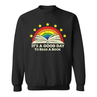 Its A Good Day To Read A Book Vintage Retro Rainbow Sweatshirt - Thegiftio UK