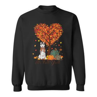 Its Fall Yall Funny Siberian Husky Autumn Dog Lover Sweatshirt - Thegiftio UK