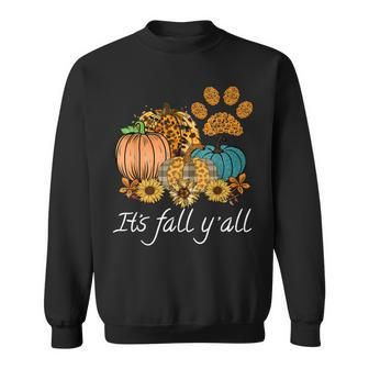 Its Fall Yall Leopard Pumpkin Autumn Dog Paw Halloween Sweatshirt - Seseable