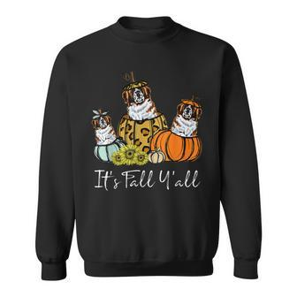 Its Fall Yall Saint Bernard Dog Leopard Pumpkin Autumn Sweatshirt - Thegiftio UK