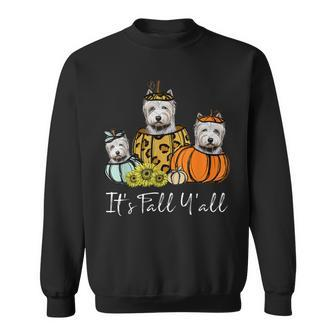 Its Fall Yall Westie Dog Leopard Pumpkin Falling Autumn Sweatshirt - Thegiftio UK