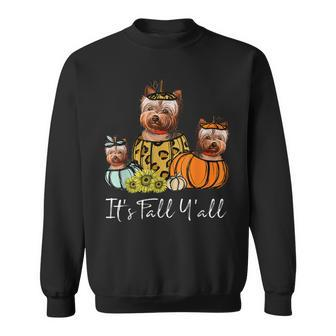 Its Fall Yall Yorkie Dog Leopard Pumpkin Falling Autumn Sweatshirt