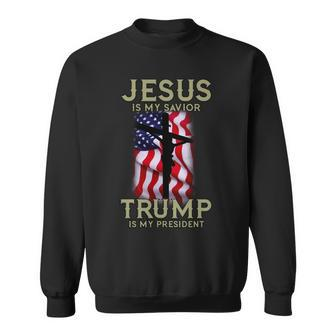 Jesus Is My Savior Trump Is My President American Cross Tshirt Sweatshirt - Monsterry DE