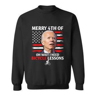 Joe Biden Falling Off Bike Merry 4Th Of Oh Wait I Need Bicycle Lessons Sweatshirt - Monsterry