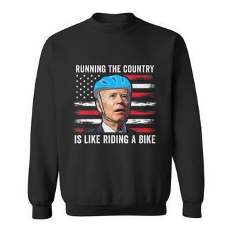 Joe Biden Falling Off His Bicycle Funny Biden Falls Off Bike America Flag Sweatshirt