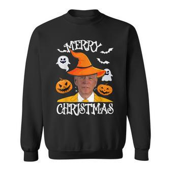 Joe Biden Merry Christmas Halloween Jokes Pumpkin Ghost Men Women Sweatshirt Graphic Print Unisex - Thegiftio UK