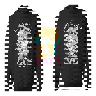 Just A Girl Who Loves Cats Boba Bubble Milk Tea Kawaii Anime Sweatshirt - Thegiftio