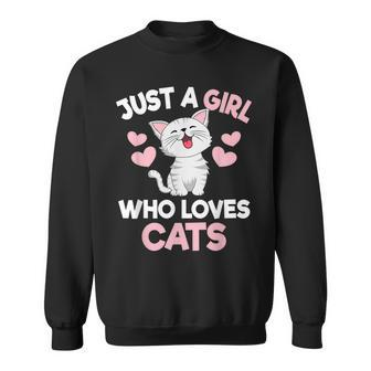 Just A Girl Who Loves Cats Cat Lover Cute Cat Sweatshirt - Thegiftio UK