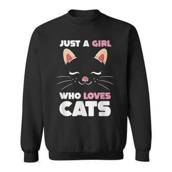 Just A Girl Who Loves Cats Cat Lover Owner Kawaii Cat Sweatshirt - Thegiftio UK