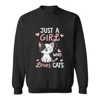 Just A Girl Who Loves Cats Cute Cat Lover Sweatshirt - Thegiftio UK