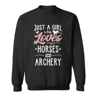 Just A Girl Who Loves Horses And Archery Horse Lover Graphic Design Printed Casual Daily Basic Sweatshirt - Thegiftio UK