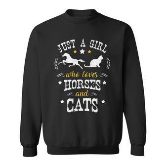 Just A Girl Who Loves Horses & Cats Sweatshirt - Thegiftio UK