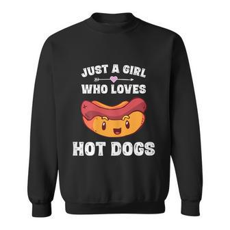 Just A Girl Who Loves Hot Dogs Funny Hot Dog Graphic Design Printed Casual Daily Basic Sweatshirt - Thegiftio UK