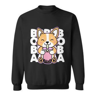 Kawaii Boba Cute Anime Dog Corgi Kawaii Tea Drjnk Dark Sweatshirt - Monsterry UK
