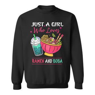 Kawaii Just A Girl Who Loves Ramen And Boba Tea Bubble Milk Men Women Sweatshirt Graphic Print Unisex - Thegiftio UK
