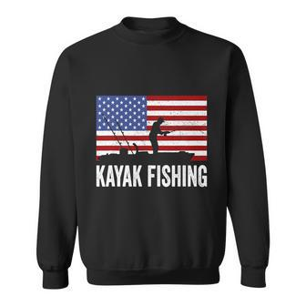 Kayaking Funny American Flag Angler Kayak Fishing Sweatshirt - Monsterry