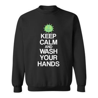 Keep Clam And Wash Your Hands Graphic Design Printed Casual Daily Basic Sweatshirt - Thegiftio UK