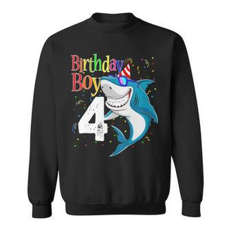 Kids 4Th Birthday Boy Shark S 4 Jaw Some Fours Boys Sweatshirt - Thegiftio UK