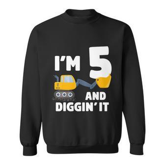 Kids Construction Truck 5Th Birthday Boy 5 Year Old Meaningful Gift Sweatshirt - Monsterry