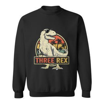 Kids Three Rex 3Rd Birthday Shirt Third Dinosaur 3 Year Old Sweatshirt - Monsterry