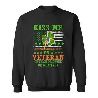 Kiss Me Im A Veteran Irish St Patricks Day Veteran Graphic Design Printed Casual Daily Basic Sweatshirt - Thegiftio UK