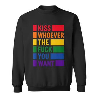 Kiss Whoever The Fuck You Want Lgbt Rainbow Pride Flag Sweatshirt - Monsterry UK