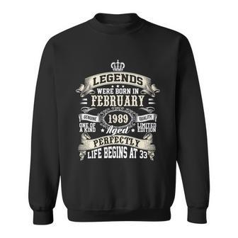 Legends Were Born In February 1989 Vintage 33Rd Birthday Gift For Men & Women Sweatshirt - Monsterry CA