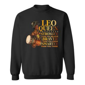Leo Queen Zodiac Melanin Black Women Africa Afro Birthday Sweatshirt - Seseable