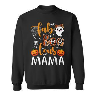 Leopard Fab Boo Lous Mama Spooky Mama Halloween Costume Gift Sweatshirt - Seseable