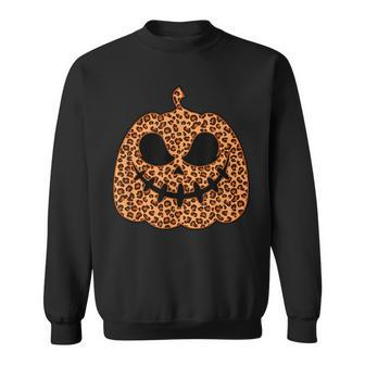 Leopard Jack O Lantern Pumpkin Halloween Print Lazy Costume Sweatshirt - Seseable