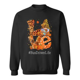 Leopard Love Gnome Fall Pumpkin Bus Driver Life Thanksgiving V2 Sweatshirt - Seseable