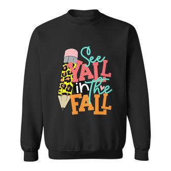 Leopard See Yall In The Fall Testing Day Funny Teacher Graphic Design Printed Casual Daily Basic Sweatshirt - Thegiftio UK