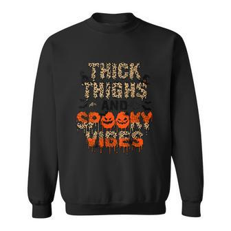 Leopard Thick Thighs And Spooky Vibes Funny Halloween Graphic Design Printed Casual Daily Basic Sweatshirt