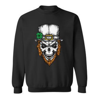 Leprechaun Irish Skull Skeleton Ginger Beard St Patricks Day Sweatshirt - Monsterry