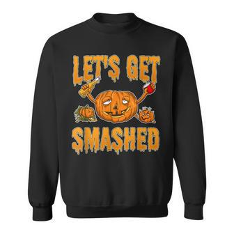 Lets Get Smashed Halloween Pumpkin T Sweatshirt - Seseable