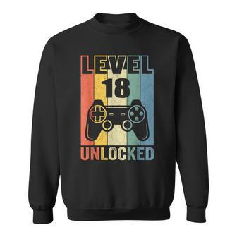 Level 18 Unlocked 18Th Video Gamer Birthday Boy Gift V2 Sweatshirt - Seseable